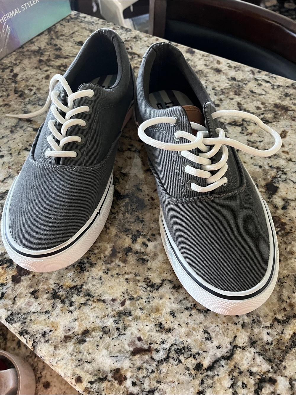 Izod Gray Canvas Lace-Up Sneakers with White Soles